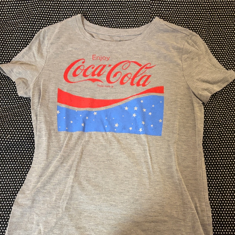 Coca-Cola Graphic Tee in Gray with Red and Blue